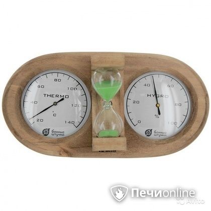 Термометр с гигрометром Банные штучки Банная станция с песочными часами